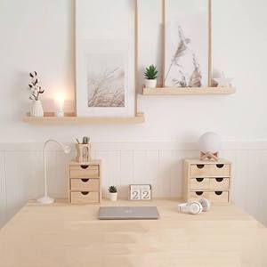 WELL HOME Organisateur de bureau et de tiroirs en bois de pin Miniblock avec 6 tiroirs 35x14x32cm - Product Image 3