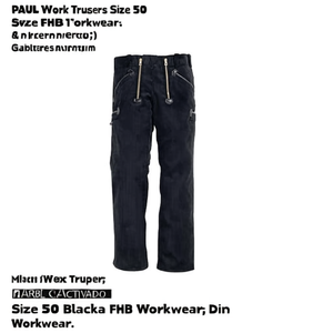 PAUL <b>Work</b> Trousers Size 50 <b>Black</b> FHB Workwear - Product Image 2