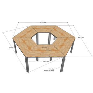 Juego de 6 Mesas Trapezoidales Modernas para Oficina OMA HBOM012, Fabricadas con Madera de Caucho y Patas de Hierro - Product Image 5