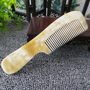 Peine de Cuerno de Búfalo Natural de 12cm/16cm, Dientes Anchos, Antiestático, Masajeador de Cabeza, Cepillo para el Cabello, Cuidado de la Salud, Peine para Barba - Product Image 5