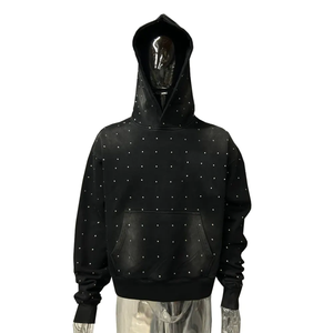 Custom logo Blank <b>Rhinestone</b> Hoodies Manufacturer <b>Jacket</b> Cotton blended Zip up Men Hoodie with <b>Rhinestones</b> - Product Image 1