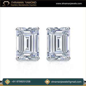 Attractive Design 2.00 TCW 925 Sterling Silver IGI Certified Emerald Custom Lab Grown Diamond <b>Stud</b> Earring at Best Price - Product Image 4