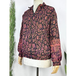 Chaqueta Bomber Bolero de Mezcla de Lana de Yak, Cálida y Suave, para Invierno, Moda Casual, Estilo Boho Chic, con Estampado Paisley Floral en Tono Rosa, para Mujer - Product Image 4