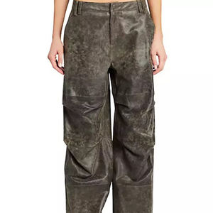 Pantalones de Mujer de Cuero con Botones Ajustables, Estilo Holgado de Alto Rendimiento, Nuevo Estilo Moderno, Pantalones de Cuero - Product Image 1