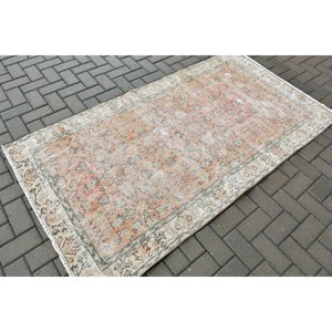 Alfombra Turca de 3.6x6.7 pies, Alfombra Vintage, Alfombra de Lana con Diseño Floral Naranja - Product Image 2