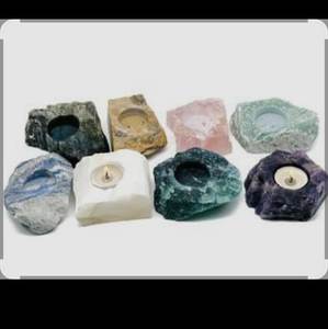 Portavelas de piedras preciosas de ágata Natural, pieza de espectáculo hecha a mano para curación y meditación para tiendas de oficina en casa - Product Image 1