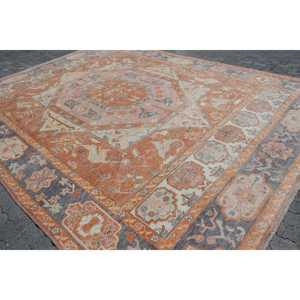 Tapis vintage, tapis surdimensionné 10,9x14,5 pieds, tapis turc en laine patchwork orange - Product Image 2