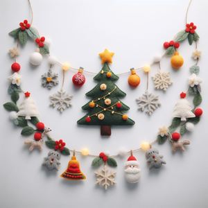 Guirnalda Navideña Festiva de Fieltro de Lana de Nueva Zelanda, Decoración Hecha a Mano, Árboles de Navidad con Renos de Santa, Tamaño y Color Personalizables, el Mejor Himalaya - Product Image 2