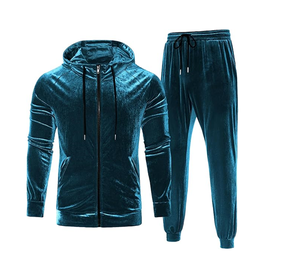 Conjunto Deportivo de 2 Piezas para Hombre, Chándal de Terciopelo, Informal, con Cremallera Completa, Chaqueta y Pantalones para Correr - Product Image 1