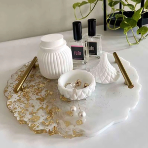 ถาดเรซิ่นตกแต่งหลากสี รูปทรงกลม ของตกแต่งบ้าน ถาดเรซิ่นคุณภาพสูง - Product Image 1