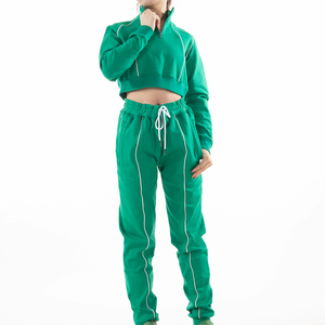 2025 Trend Streetwear <b>Women's</b> Winter Sweatsuit Set OEM Custom Logo Embroidered Letter Design 100% Cotton Fleece <b>Sweatpants</b> - Product Image 4