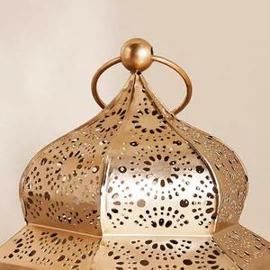 Luxury Gold Metal <b>Moroccan</b> <b>Lantern</b> with Intricate Cutwork Warm Candle Glow Elegant Ramadan Home Decor Accent - Product Image 3