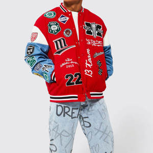 Veste d'hiver Letterman de baseball universitaire pour hommes de grande taille en gros, mince, imperméable, écologique, logo personnalisé - Product Image 2