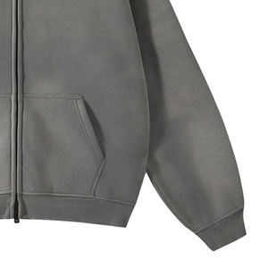 Servicio OEM Sudadera con capucha de invierno Lavado ácido Impresión digital Transpirable Ecológico Cremallera Estilo casual Cuello con capucha Color sólido - Product Image 6