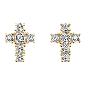 Pendientes de Cruz de Plata de Ley S925 con Baño de Rodio y Oro de 14K para Hombre y Mujer, Joyería Moderna con Moissanita para Regalo de Fiesta - Product Image 1