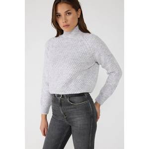 Pull en coton tricoté confortable pour femmes, respirant et frais, imprimé, taille XS, long, saison d'hiver, fermeture éclair décorative - Product Image 2