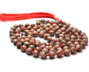 Comprar hecho a mano artista indio bohemio 6 mm Rosa Rodocrosita 108 anudado Mala cuentas de oración 108 collar de cuentas para regalos fiestas - Product Image 2