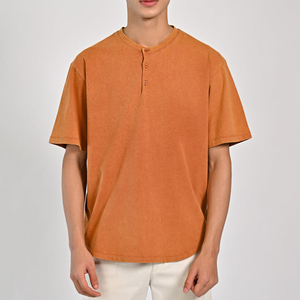 Camiseta de Punto Extra Grande para Hombre, 100% Algodón, Super Pesada, 250 g/m², Cuello Redondo Simulado, Logotipo Frontal, Diseño Liso, Venta al Por Mayor - Product Image 1