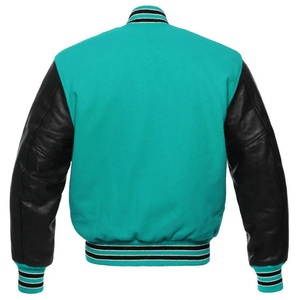 Vestes universitaires de baseball en cuir de laine personnalisées en gros avec col montant Style de rue haute Design Letterman vierge - Product Image 2