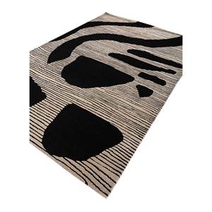 Tapis en laine et viscose gris et noir, tufté à la main, motif abstrait pour usage domestique - Tra-14976 - Product Image 2