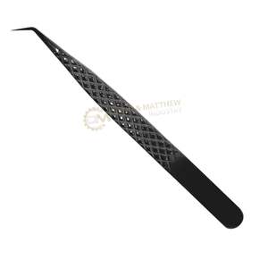 High Stainless Steel Custom Logo Black Fiber Straight Isolation <b>Eyelash</b> Extension Tweezers <b>Beauty</b> <b>Tool</b> Pointed Wholesale Supply - Product Image 5