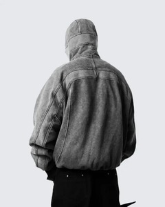 2025 Acid Washed Cotton Pullover Zipper Hoodie OEM Custom Wholesale Streetwear Fashionwear Oversized Customized Logo for Winter - Product Image 5