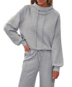 Ensemble de survêtement pour femme élégant à deux tons, respirant, léger, en polyester/coton, avec capuche, pour l'hiver, dernier design par Viral - Product Image 1