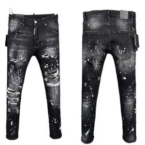 2025 Fashion Paint Splatter Distressed Mid Waist <b>Overalls</b> Street Wear Wash <b>Denim</b> Pants <b>Men</b> Comfortable Custom Design 100% Cotton - Product Image 1