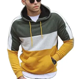 Customized Men's Multi Color Patch Work Colorblock Colour Color Block Patchwork Cut And Sew Hoodie For Men Sweatshirt