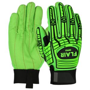 TPR Impact Protection Safety Glove with <b>Corded</b> Cotton Palm and Spandex Back Daily Use - Product Image 3