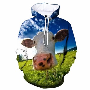 Nueva e interesante granja lechera 3D impresión hombres niños pulóver Top granja Animal moda creativa calle fina Sudadera con capucha - Product Image 2