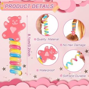 Spiral Hair Ties for Kids, Colorful Telephone Wire Hair Bands Elastic <strong>Braided</strong> Telephone Cord Hair <strong>Accessories</strong> for Little Girls - Product Image 2