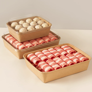 Conteneur alimentaire rectangulaire en papier kraft <span class=keywords><strong>grande</strong></span> taille pour poisson, hot pot, barbecue, viande, légumes – Idéal pour le <span class=keywords><strong>camping</strong></span> (vente en gros) - Product Image 2