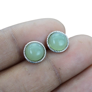 Aqua Calcedony Gemstone Boucles d'oreilles pour femmes en argent sterling 925 Style Boho Plaqué or Tendance Bijoux faits main - Product Image 1