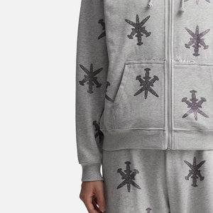 Venta al por mayor de calidad superior de los hombres de diamantes de imitación de invierno chándal de diseño personalizado impreso de algodón de lana con capucha cuello Unisex - Product Image 6