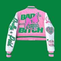 High Street personnalisé femmes Polyester recadrée Varsity veste à la mode lâche décontracté Letterman Patch haut court veste pour hommes