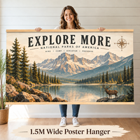 Support magnétique extra large de 1,5 m de large en bois massif pour affiches surdimensionnées, cadre en bois personnalisé pour la décoration intérieure