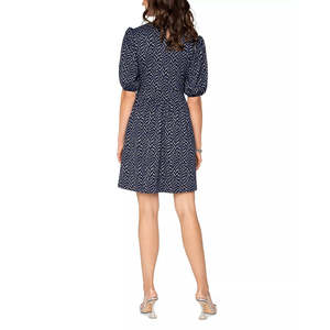 Abito Leota Mabel casual in maglia jacquard con maniche a sbuffo, nero, taglia S, ODM, modello aderente a trapezio con vita naturale, lunghezza maxi autunnale - Product Image 2