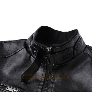Pakistan Made High Quality <b>Winter</b> <b>Leather</b> <b>Jacket</b> with Stand Collar and Front Logo-Private Label OEM Service - Product Image 3