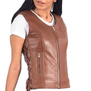 New Arrival Custom Top Quality <b>Women</b> Leather <b>Vest</b> Trendy <b>Women</b> Leather <b>Vest</b> Custom Logo OEM Service Customized Leather <b>Vest</b> - Product Image 4