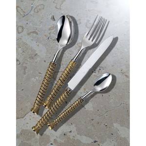 Couverts en acier inoxydable de haute qualité, plaqués argent, polis miroir, design moderne et simple, manche découpé, couteau, fourchette - Product Image 2