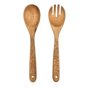 100% All-Natural Eco-Friendly Indian Extra Large Acacia Wood Salad Fork with Spoon Salad <b>Pasta</b> Spoon Holiday Tableware Wholesale - Product Image 2