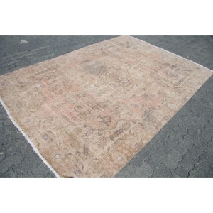 Turkish Large Rug 6.2x9 ft, <b>Brown</b> Persian Vintage <b>Wool</b> Rug - Product Image 3