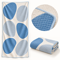 Serviette de plage en microfibre gaufrée personnalisée par sublimation, légère, séchage rapide, impression couleur intégrale pour les marques de détail
