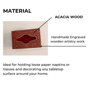 Boîte à mouchoirs décorative vintage en bois d'acacia massif, fabriquée à la main, avec des sculptures complexes, écologique et de qualité supérieure - Product Image 4