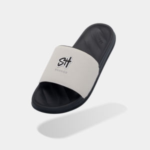 Trendy Unisex TPU Slides in Black and Gray OEM Service with 2-Logo Rubber Material for Comfortable Wearing Made In Vietnam - Product Image 6