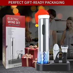 Sacacorchos Eléctrico Inalámbrico 5 en 1 con Base Redonda de Acero Inoxidable, Incluye Batería, Plástico, Logotipo Personalizable Comprar - Product Image 4