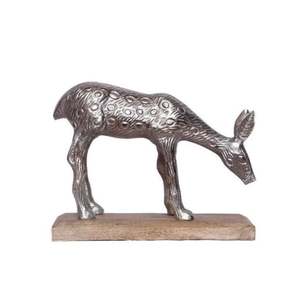 Ciervo de aluminio de alta calidad acabado en plata sobre base de madera mejor mesa escritorio decorativo Showpiece Fabricación y proveedor indio - Product Image 6