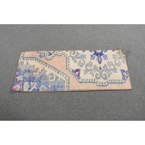 Alfombra de 1.6x4.1 pies, Alfombra Turca Vintage, Alfombra con Estampado Animal Azul Marrón - Product Image 3