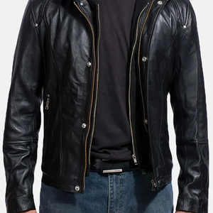 Blouson en cuir nouveau design pour homme, style urbain, coupe-vent, broderie frontale, fermeture éclair et boutons, prix de gros 2026 - Product Image 6